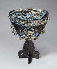 Late 19th Century A KINGFISHER FEATHER JEWEL-ENCRUSTED COURT HEADDRESS， DIAN ZI